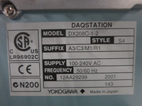 Yokogawa DX208C-1-2 /A3/C3/M1/R1 DAQSTATION Digital Recorder Style S4 DX200C (DW1174-8)