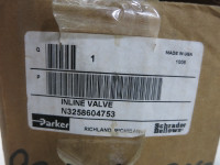 New Parker N3258604753 Inline Valve 125 psi Schrader Bellows New (TK4714-1)