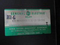 General Electric 12CEY51A2D MHO Distance Relay GE 120V 5 Amp CEY-51A2D (NP2324-2)