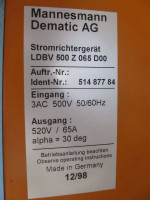 Mannesmann Dematic DC AG LDBV500Z065D00 Demag 65A 50HP (EBI2704-1)
