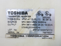Toshiba VFS7-4110UPL (1) Transistor Inverter Drive 25A 19 kVA 460V VF-S7 (TK5361-1)