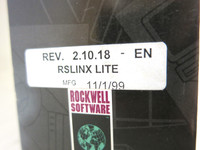 Allen Bradley 9355WAB100END RSLinx Lite PLC Software Rev 2.10.18 9355-WAB100END (DW2393-1)