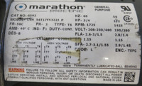 Marathon General Purpose Motor 0.75HP G582 1725 RPM  Frame 56C Encl TEFC TS (GA0346-1)