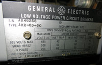 GE AKR-6D-50 1600A Air Breaker Trip LSI 1600 Amp 635V Aux  MicroVersaTrip (GA0488-2)