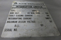 Allis-Chalmers 13.8 kV 600A Interrupter Switch Assembly for LBS-SE Model (GA0632-1)