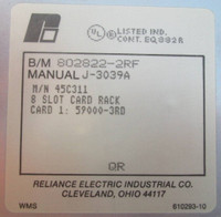 Reliance Electric 45C311 8 Slot Rack AutoMax PLC Chassis 802822-2RF 59000-3RD (EBI3426-1)