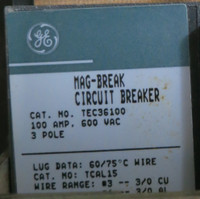 GE 8000 100A Breaker Size 3 Starter 36" MCC Bucket 100 Amp TEC36100 CR206E0 (BJ0104-1)