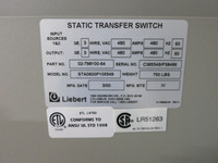 Liebert STA0600P105549 600A Static Transfer Switch 480V 02-798100-64 600 Amp (DW4798-1)