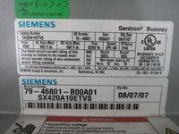 Siemens SX420A10ETVS 2000A Sentron Busway Tap Box 2000 Amp 3PH 4W Bus SX420 (DW5055-1)