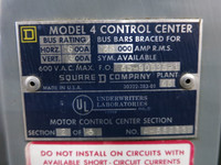 Square D Model 4 600/300A 480V MCC Motor Control Center 3x Section 600 Amp Mod 4 (DW5926-1)