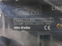 NEW Allen Bradley 1494V-DS200 Ser C 200A 600V Disconnect Switch 200 Amp 1494F-M1 (DW6098-3)