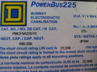 Square D PBCF5A225TB 225 A 240V PowerBus225 Bus Plug Busway Tap Box 3P 5W (EBI4562-1)