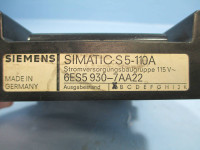 Siemens Simatic PLC S5-110 6ES5 930-7AA22 Power Supply Module S5110 6ES59307AA22 (EBI3943-7)