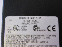 GE Fanuc IC660TBD110 K L Genius 115V Input Terminal Assembly IC660TBD 110K (EBI1856-10)