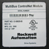 Reliance 0-58820-B MBCN MultiBus ControlNet Module Rev 03 Automax O-58820-B (EBI3525-1)