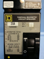 Square D I-Line FA26020BC 20A Circuit Breaker 480/600V 2 Pole Type FA 20 Amp (EM0417-1)