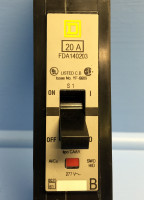 Square D I-Line FDA140203 20A Circuit Breaker 1 Pole YF-6609 277V 20 Amp HACR (EM0664-8)