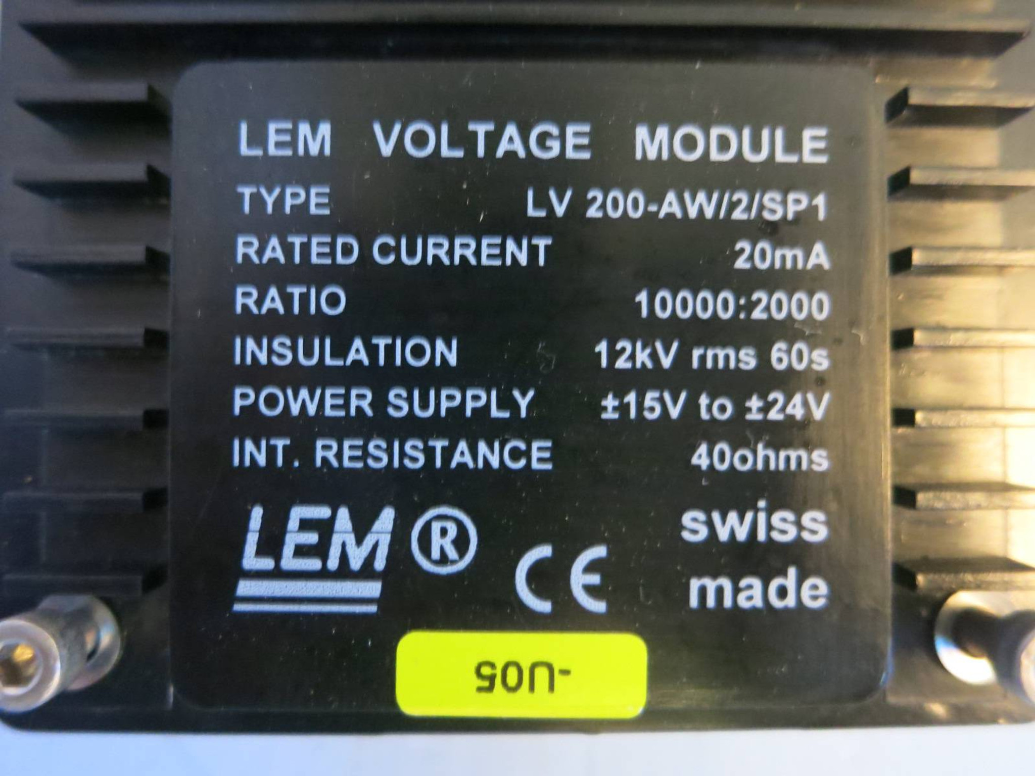 LEM LV200-AW/2/SP1 Voltage Module 20mA 10000:2000 Transducer Siemens PLC LV  200 (PM1535-3) - River City Industrial