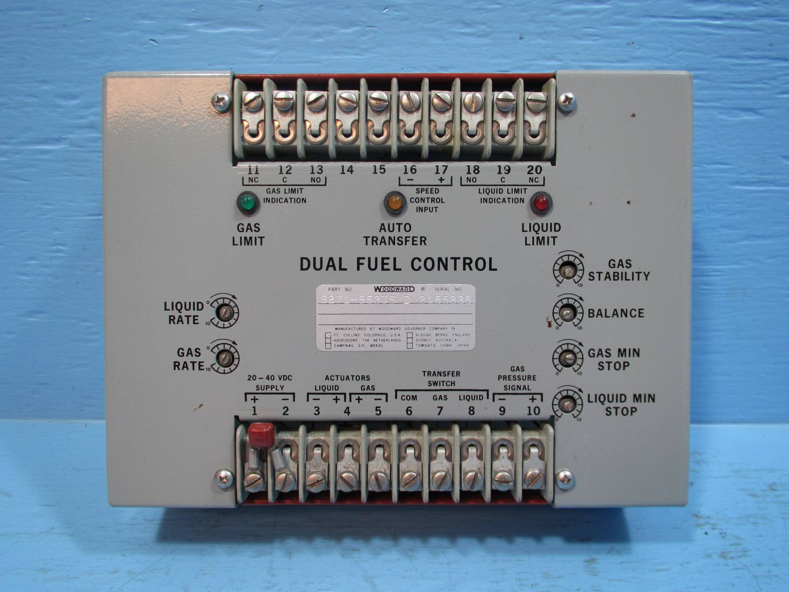 Woodward 8271853US D Dual Fuel Control 8271853 US 8271853USD