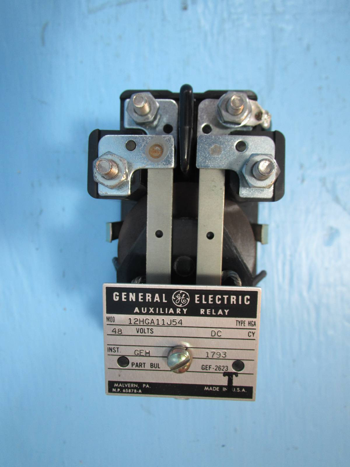 General Electric 12HGA11J54 Auxiliary Relay Type HGA GE 48 Volt DC GEF