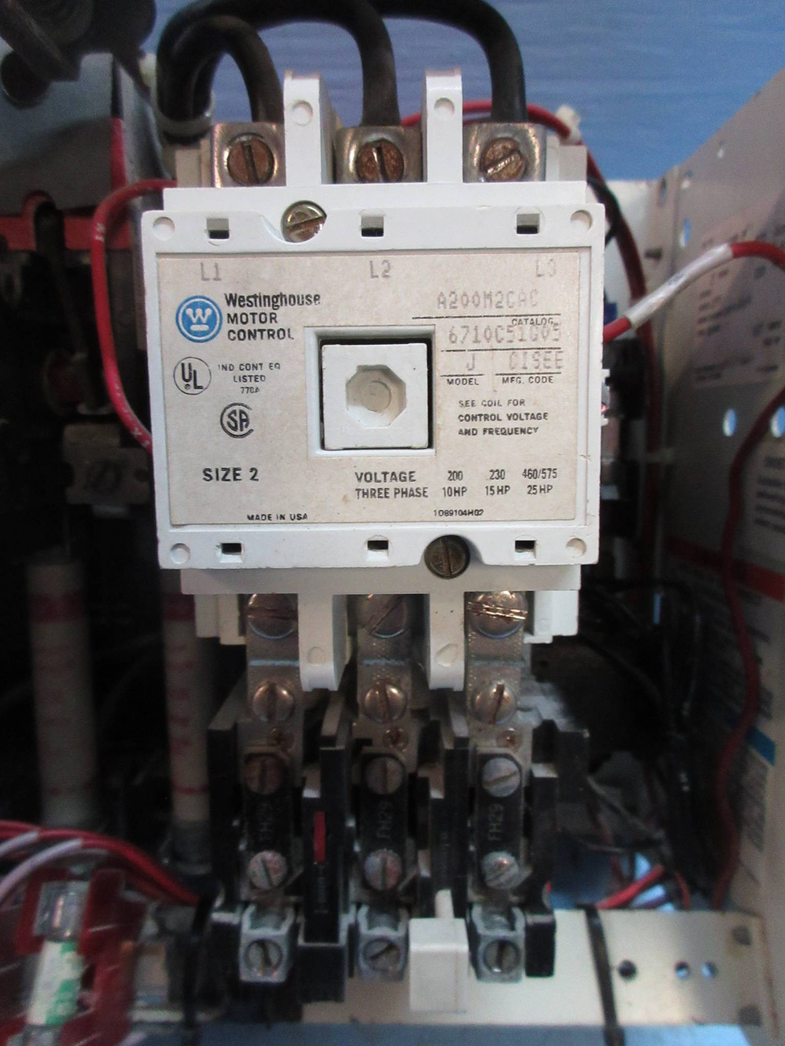 Westinghouse Type W 600V Size 2 Starter 60 Amp Fused Motor Control Center Bucket (TK37572