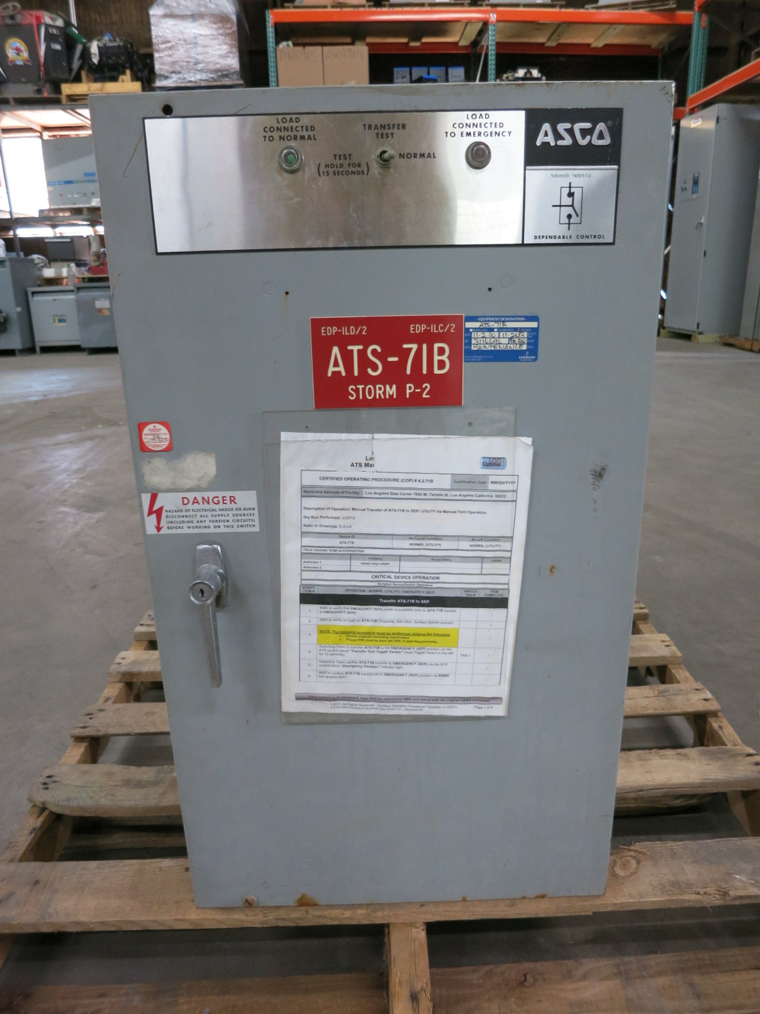 ASCO 94033097X 30A 480V Automatic Transfer Switch 3PH Bulletin 940 