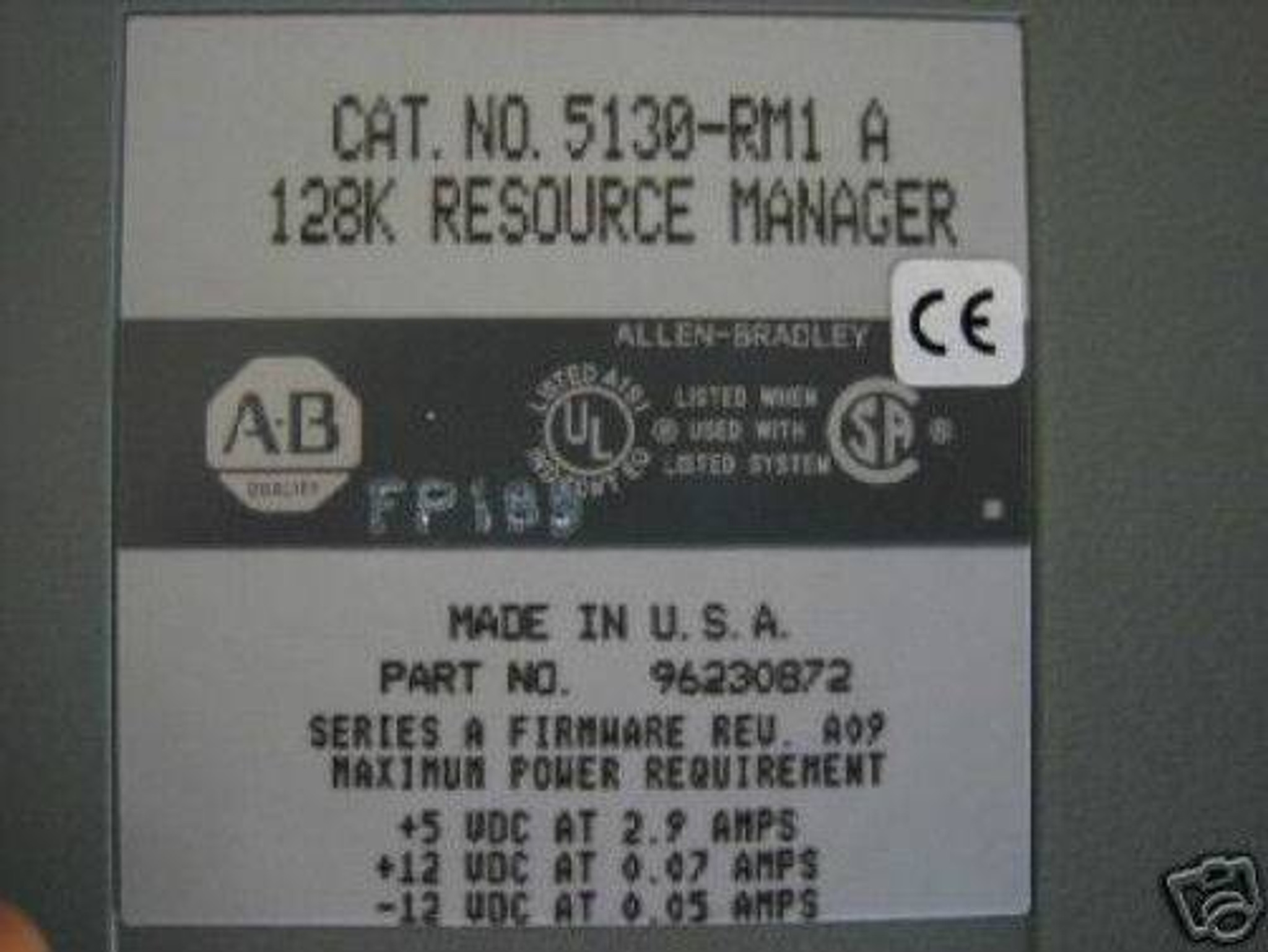 Allen Bradley 5130-RM1 5120RM1 128K Resource Manager 5130-RM1/A