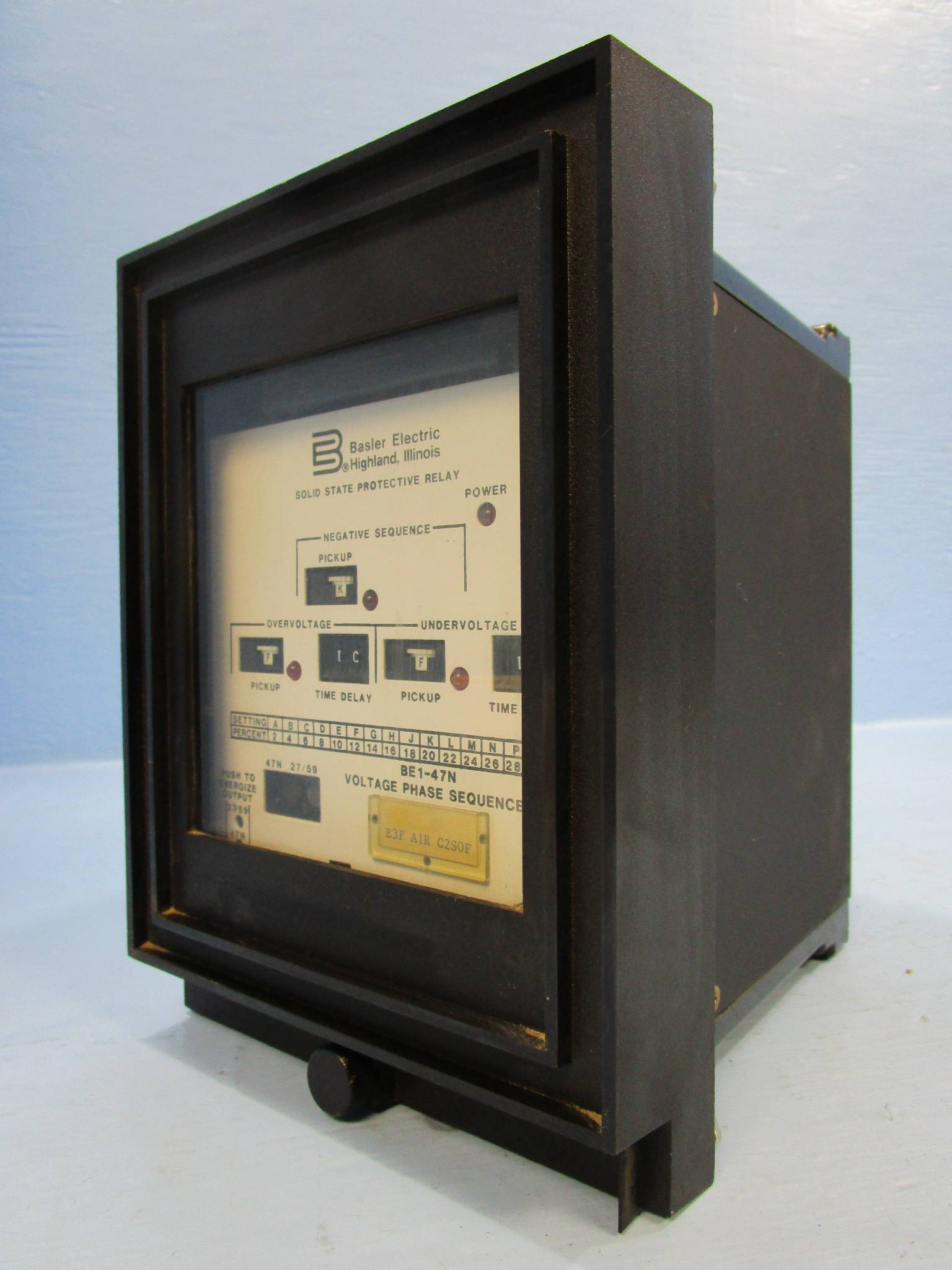 Basler Electric BE147N Negative Sequence Relay E3F A1R C2S0F BE147N