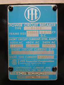 ITE Imperial 4000 Amp K4000 Breaker RMS Trip K4200 4200 Amp M/O D/O LSI K-Line (NP0799-1)