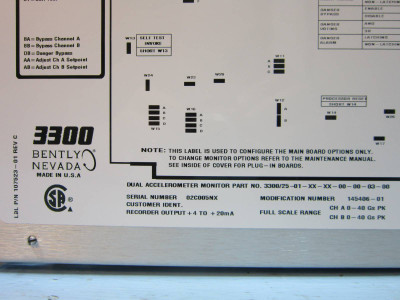 Bently Nevada Dual Accelerometer Monitor 3300/25-01-XX-XX-00-00-03-00 PLC 330025 (NP0884-5)