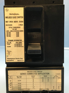 CH Westinghouse KB3250WK 250A Molded Case Switch 600V 3 Pole 752B046G08 250 Amp (EM1178-2)