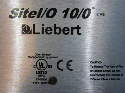 Liebert SiteI/O 10/0 2 MB Site Input Output PLC Module Site I/O 20 VAC SITEIO100 (NP1203-7)