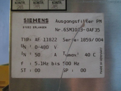 Siemens 6SM1023-0AF35 AF 11822 Serie 1859/004 Ausgangsfilter PM PLC Filter PLC (TK1931-1)