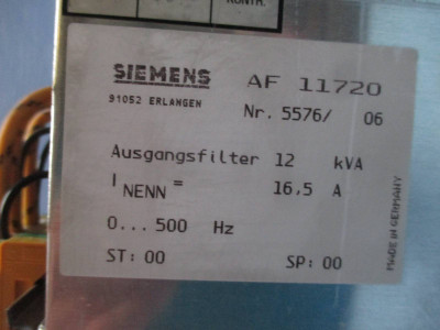 Siemens 5576/06 AF 11720 Ausgangsfilter 12 kVA 16.5A 0-500Hz PLC Filter (TK1932-1)