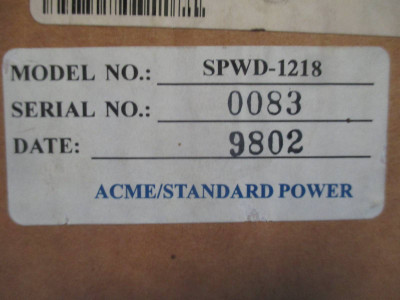 New ACME Standard Power SPWD-1218 Power Supply NIB (TK2017-1)