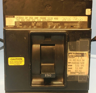 CH Westinghouse DA3250 400A Circuit Breaker w/ 250 Amp Trip & Aux 3 Pole DA-3250 (EM1655-1)