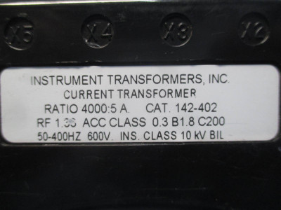 Instrument Transformers 142-402 Current Transformer Ratio 4000:5A  CT (MM0839-1)