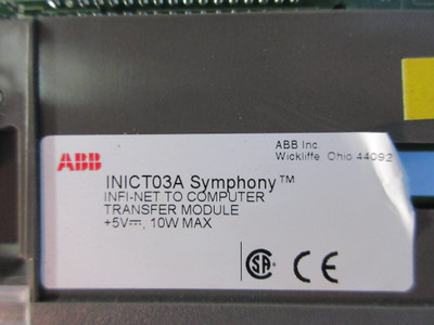 ABB Bailey INICT03A Symphony Infi-Net To Computer Transfer Module Assy 6639001A7 (TK2252-2)