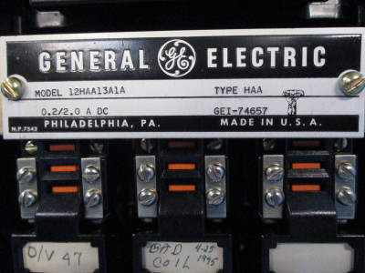 General Electric 12HAA13A1A Auxilary Control Relay HAA 60Hz GE Aux GEI-74657 (EBI2021-12)