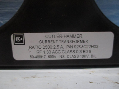 Cutler Hammer 9253C22H03 Current Transformer Ratio 2500:2.5A CT (DW0234-4)