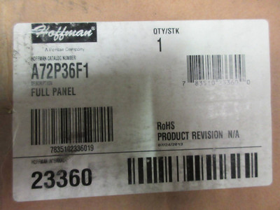 Hoffman A72P36F1 New in Box Enclosure White Steel Full Panel 60" x 32" 23360 NIB (TK2693-1)