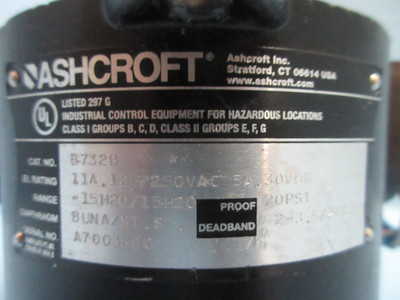 Ashcroft B732B Pressure Switch Range 15H20 20PSI Explosion Proof (TK2730-2)