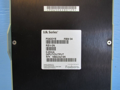 Foxboro P0400YE FBM 04 I/A Series PLC Input/Output Module P0 400 YE Rev 0N PO400 (NP1728-1)