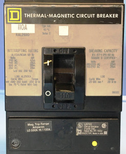Square D KAL26110 110A Circuit Breaker 600V 2 Pole Type KAL-26110 S2 SqD 110 Amp (EM2244-1)