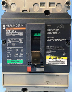 Merlin Gerin NSF250 A 250A Compact Molded Case Switch w/ Adapter & Aux NSF250A (EM2265-9)