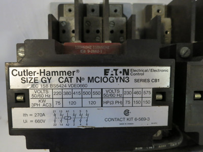 Eaton MCIOGYN3 Size GY Reversing Motor Contactor Ser CB1 150 HP 120V Coil (EBI1025-2)