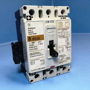 Image of Westinghouse HFDDC3015L 15A DC Circuit Breaker w Aux 3P CH Cutler Hammer 100 Amp