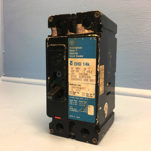 Image of Westinghouse EHD2090L 90A Black Circuit Breaker 480V 2P 90 Amp shunt wires cut
