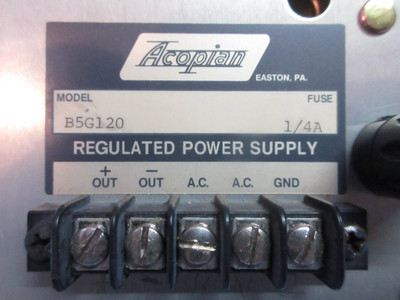 Acopian B5G120 Regulated Power Supply 5V (TK3434-1)