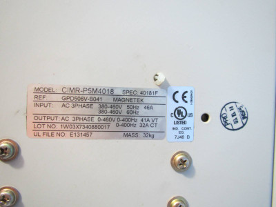 Yaskawa GPD 506/P5 CIMR-P5M4018 30HP 41A AC VS Drive Variable Speed 40181F 3PH (NP1866-5)